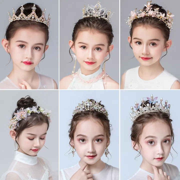 Crown Headdress Children's Korean Princess Cute Little Girl Birthday Crown  Girl's Crown Catwalk Hair Band Hair Accessories | Lazada PH