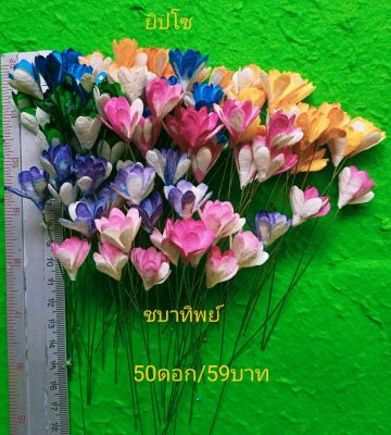 ดอกยิปโซกระดาษสาหน้าดอกกว้าง1.5ชม.ดอกสูง2ชม.ก้ายยาว10ซม.หลากสีราคา59บาท/50ดอก