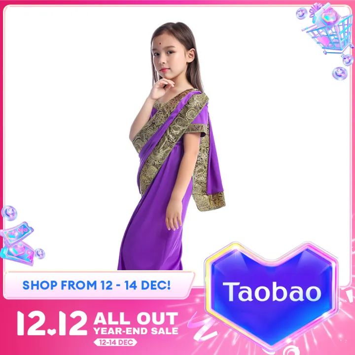 Indian Girl Sari Dress Pakistan Bangladesh Traditional Ethnic Costume