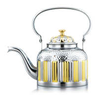 Marabaa Collection Stainless Steel Tea Kettle Silver &amp; Gold  2.0 Liter Almarjan