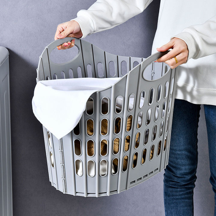 Folding Laundry Basket Organizer for Dirty Clothes Bathroom Mesh Storage  Bag