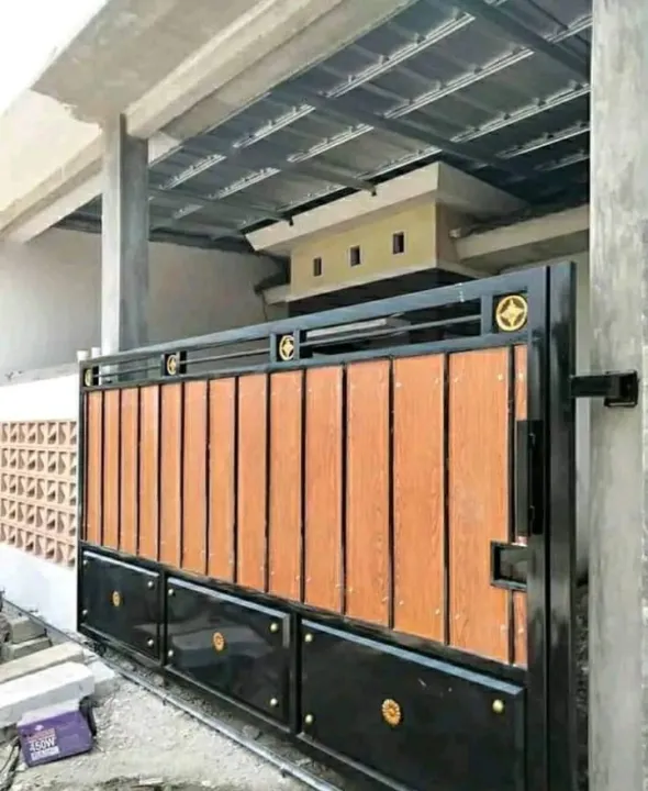 pagar minimalis moderen combinasi papan Grc dan holo besi | Lazada