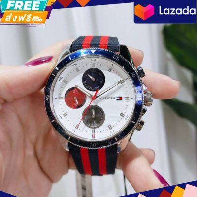 ประกันศูนย์ไทย  นาฬิกาข้อมือผู้ชาย Tommy Hilfiger Analogue Multifunction Quartz Watch for Men with Red and Blue Nylon Strap TH1792035

ขนาดหน้าปัด : 44 มม.