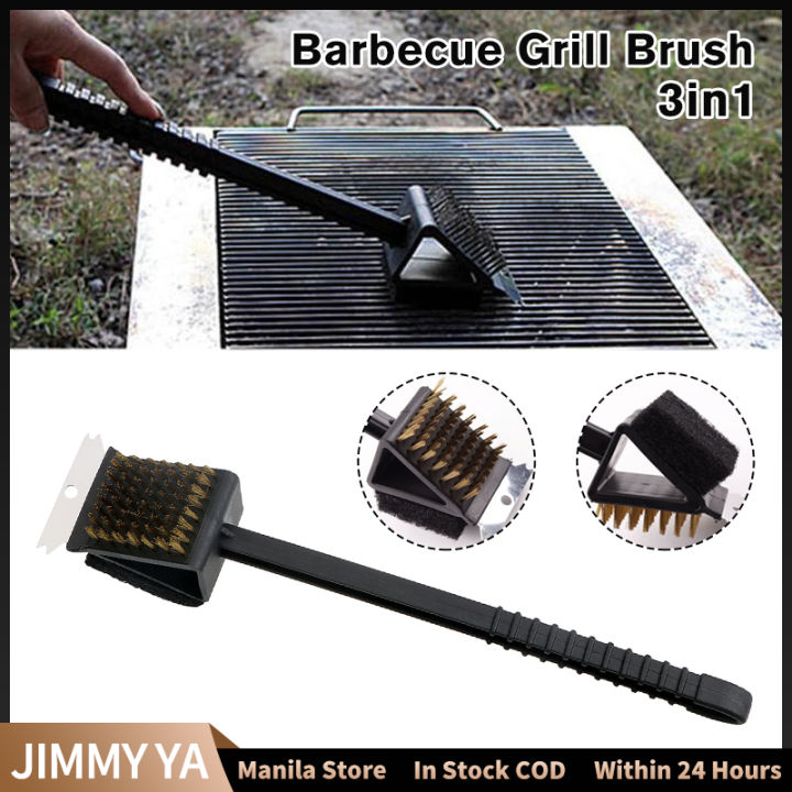 3 in 1 Grill Brush with Scraper Copper Wire Brush BBQ Cleaning