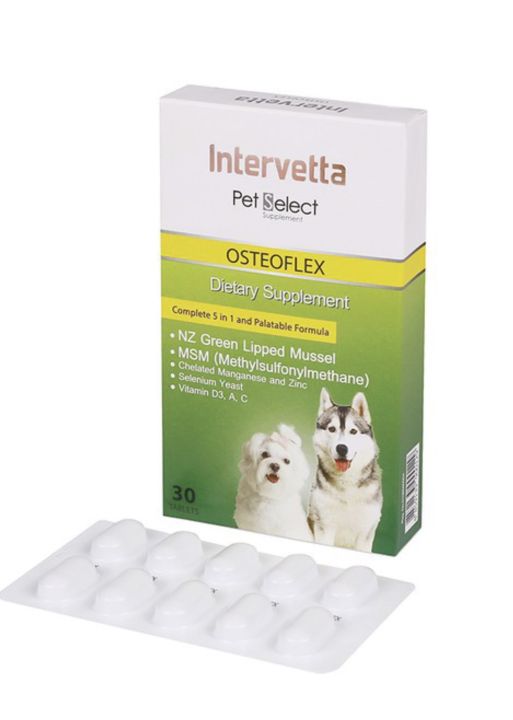 ((แบบกล่อง)) Osteoflex  บรรจุกล่องละ 30 เม็ด(Exp.05/03/2024) บำรุงสุนัข ข้ออักเสบ ข้อเสื่อม ปวดข้อ ข้อหลวม เสริมมวลกระดูกอ่อนข้อต่อ