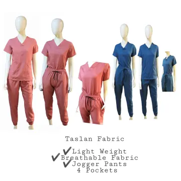 Scrubsuit semi-stretch fashion scrub suit jogger set taslan nurse doctors  uniform