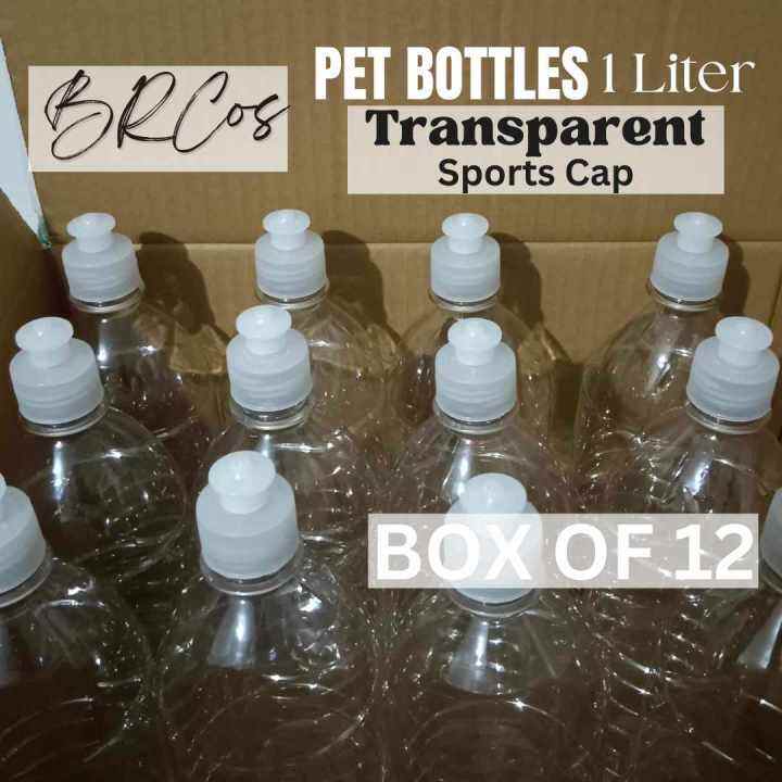 BRCos Empty Clear Plastic Bottles With Transparent Sports Cap For