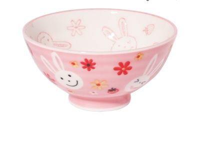 Mino ware Japanese Rice Bowl for Kids Pink