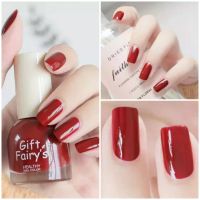 สีทาเล็บ Gift Fairlys #สีแดงเรียบหรู ดูแพง นิ้วดูขาวผ่อง สีสดใสมาก น้ำยาทาเล็บกึ่งเจล รุ่นใหม่ ไม่ต้องอบ สีเงาสวย แห้งใว