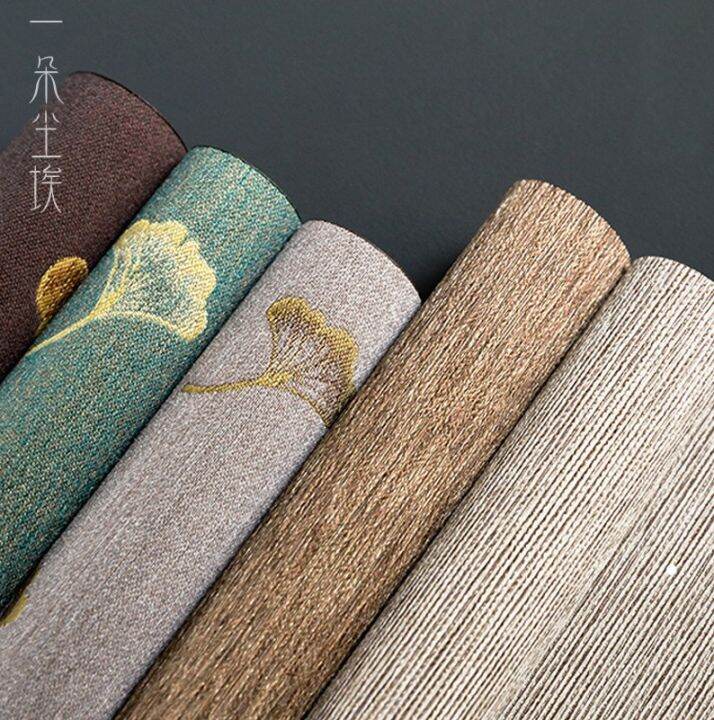 Ginkgo Tea Mat Silk Fiber Waterproof Cotton Linen Table Runner Table