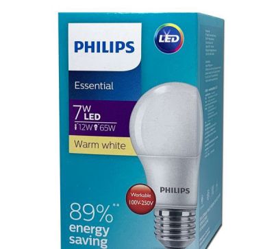 หลอด LED BULB ประหยัด มีขนาด 5W 7W 9W 11W 13W มีแสงขาว Daylight และ วอร์มไวท์ Warmwhite ยี่ห้อ Philips รุ่น Essential