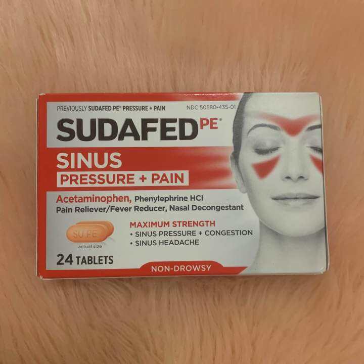 Sudafed PE Sinus Pressure + Pain Relief Decongestant Tablets, Non ...