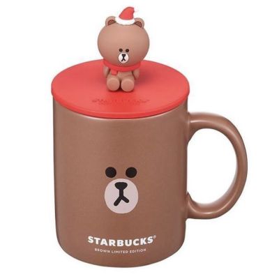 🧸Starbucks Brown Bear Topper Mug With Silicone Lid 12oz แท้💯