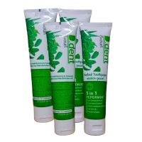 (แพ็ค 4 หลอด × 100 กรัม) D.Dent herbal toothpaste ยาสีฟันดีเดนท์ ยาสีฟันสมุนไพร 5 in 1 ผสมน้ำยาบ้วนปาก