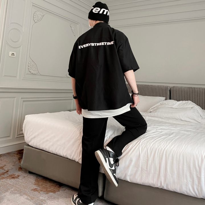 theboy-korean-symbol-pants-กางเกงสแลคทรงกระบอก