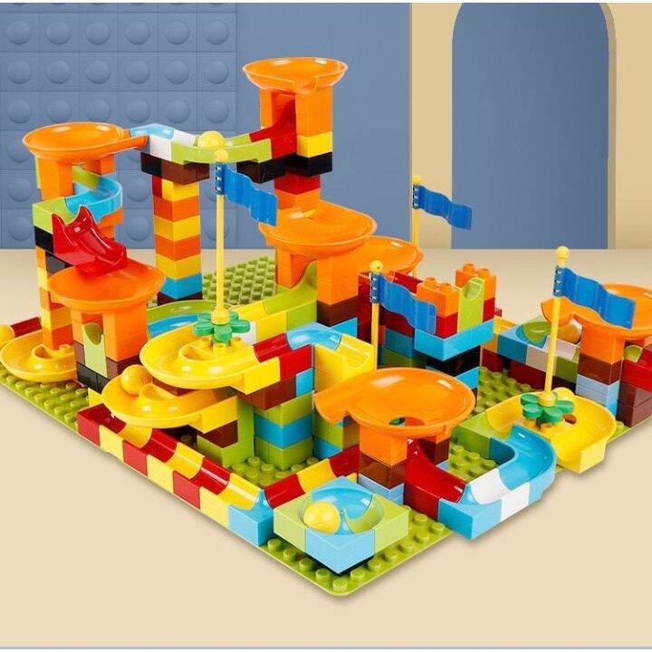 lego brick marble run duplo mainan seluncuran kelereng bola mainan