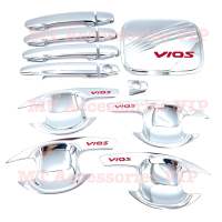 Vios วีออส ปี2007-2012 สีโครเมียมแดง เบ้ากันรอย ครอบมือจับ ครอบฝาถัง ลูกค้าแยกชื้อได้ค่ะ