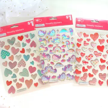 Valentine's Day Glitter Heart Stickers,Red Heart Stickers Roll,Heart Labels for Anniversaries Wedding(500Pcs/Roll)