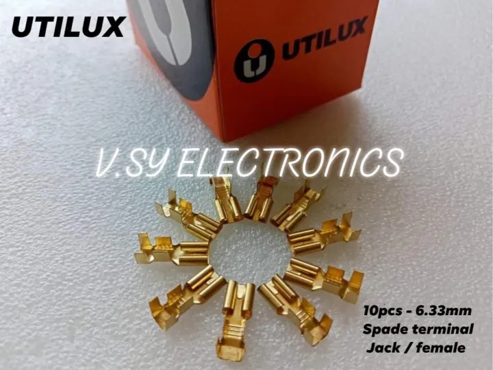 10 Pcs 6.33mm ORIGINAL UTILUX Uninsulated female/jack Spade crimp