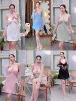 Girly dress เดรสผูกคอ ตรงแขนแต่งชีฟอง ฟรีไซส์ สูง150-167ใส่ได้ ซิปหลัง ใส่ได้2แบบผูกคอ กับเป็นสายเดี่ยว