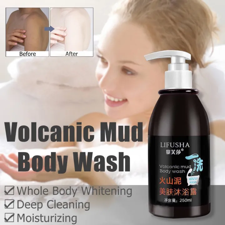 LIFUSHA Volcanic Mud Body Wash Whitening Shower Gel exfoliate whitening