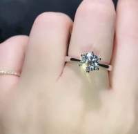 แหวนเพชร แหวนแต่งงานสำหรับผู้หญิง แหวนเงิน 925สีหกกรงเล็บ กลม 1 กะรัต 6mm เครื่องประดับแฟชั่น