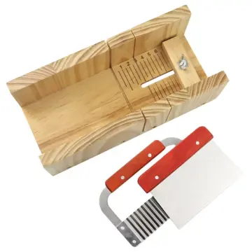Hardwood Handle Soap Cutter Straight/Crinkle Stainless Wax Dough Slicer for Soap  Making Tool