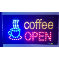 ?ป้ายไฟ LED สติ๊กเกอร์  coffee OPEN