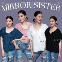 ?MiRRoRSiSTER เสื้อตัวเก๋คอวี แต่งจับทวิสด้านหน้า