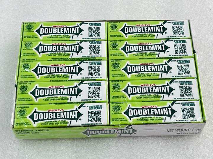 13 5g X 20’s Wrigley’s Doublemint Chewing Gum Permen Karet Rasa Spearmint 5 Sticks Halal Lazada