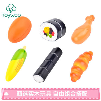 Toywoo ของเล่นทำจากไม้สำหรับเด็กตัดเนื้อสัตว์อาหารทะเลของเล่นตัดแม่เหล็กสำหรับครอบครัวขายแยก