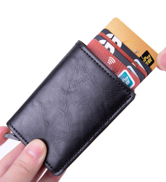 RFID Popout Card Wallet Mini Slim Card Holder for Men Women Aluminum