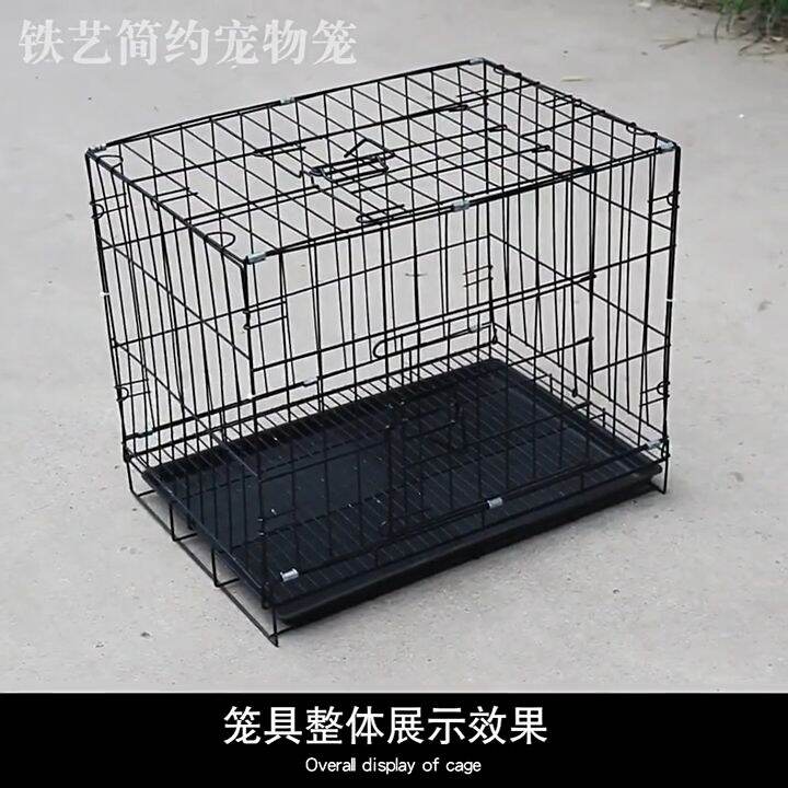 Dog Cage with Poop Tray Heavy Duty Pet Collapsible Cage Foldable Pet