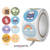 sticker วงกลม ลายการ์ตูน น่ารักๆ หมี thank you nice BEAR CARTOON DIY CIRCLE STICKER