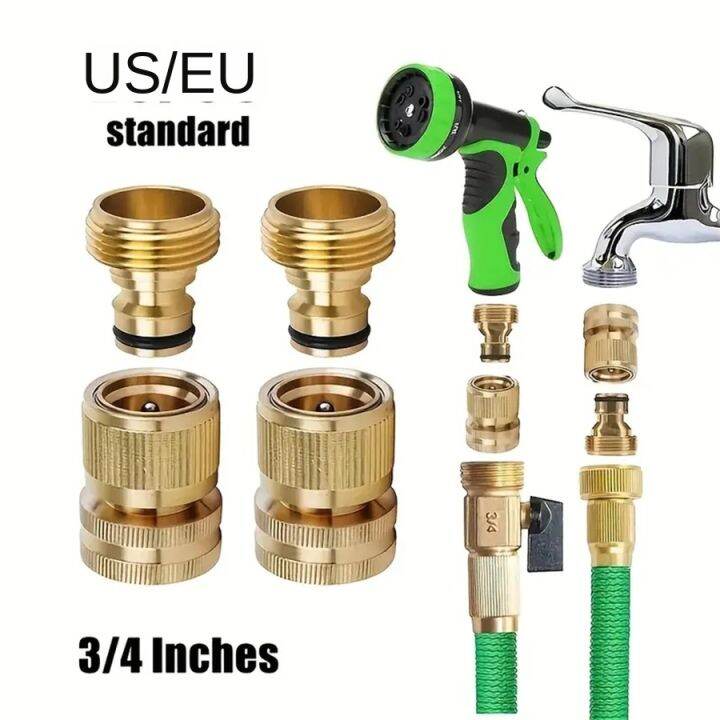 Garden Hose Quick Connect Water Hose Fitting, 3/4 Inches Brass Female