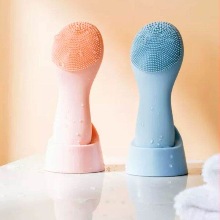 Electric Silicone Doublesided Facial Cleanser with Handle and Base