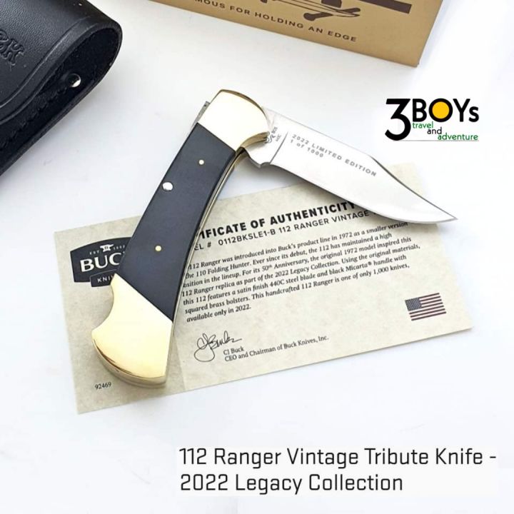 มีด-buck-รุ่น-112-ranger-vintage-tribute-knife-2022-legacy-collection-ผลิตเพียง-1-000-ด้ามเท้านั้น-พร้อมซองหนัง-made-in-the-u-s-a