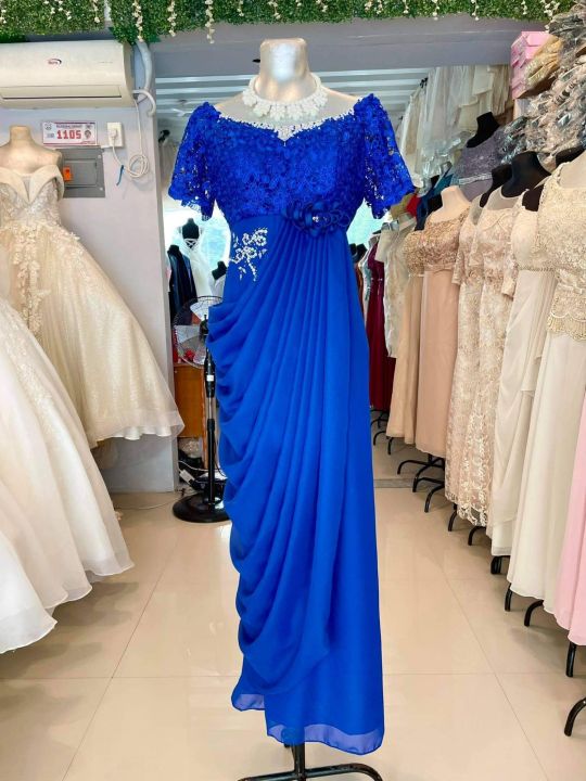 ELEGANT SWAG Royal BLUE and Navy BLUE Formal Dress for Events, Weddings ...