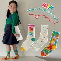 ถุงเท้า ผ้าฝ้าย ผ้าตาข่าย ระบายอากาศ สําหรับเด็ก อายุ 1-12 ปี 3ชิ้นKorean socks cartoon pattern childrens socks kids cute socks