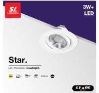 SL LIGHTING | LED Recessed Downlight ดาวน์ไลท์ฝังฝ้าแอลอีดี มี 3W, 7W, 9W รุ่น STAR 7W3000K/4000K Star Recessed Downlight LED Eye Protection Authentic MS-Lighting