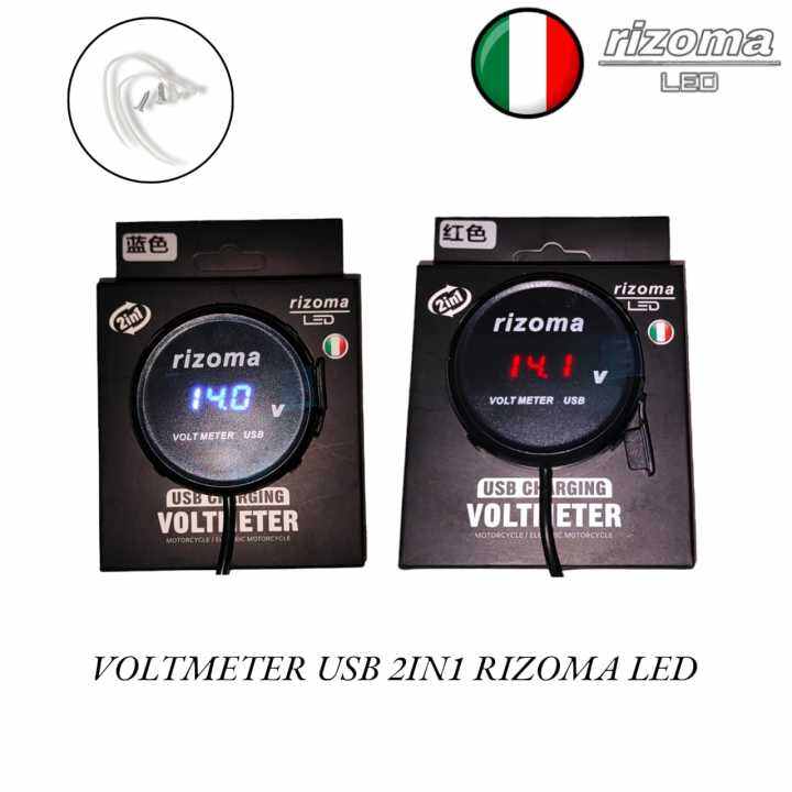 Voltmeter Digital Bulat Rizoma 2in1 Plus USB Port Waterproof Lazada