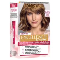 [1กล่อง] L’oreal Paris ลอรีอัล ปารีส เอกซ์เซลเล้นซ์ ครีม ครีมเปลี่ยนสีผม 6.30 (สีบลอนด์เข้มประกายทองแดง) ครีมย้อมผม ผลิตภัณฑ์เปลี่ยนสีผม