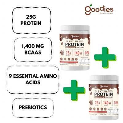 Goodies โปรตีนพืชรสช็อคโกแลต 2 กระปุก 40 Servings โปรตีนสูง ไฟเบอร์สูง แคลลอรี่ต่ำ อยู่ท้อง อิ่มนาน เสริมสร้างกล้ามเนื้อ