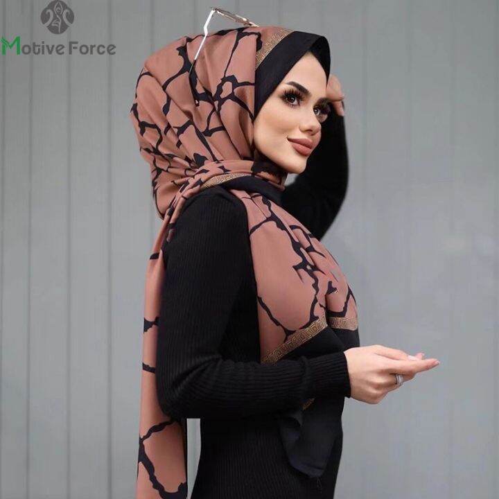 Muslim Chiffon Luxury Hijab Abaya Hijabs For Woman Abayas Jersey Scarf Islamic Dress Women 7778