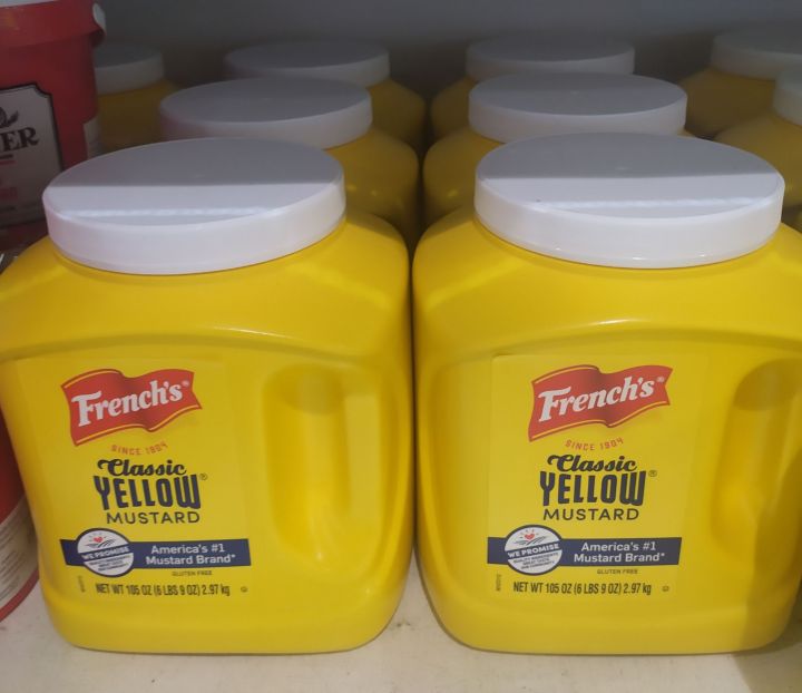 Frenchs Yellow Mustard Cream เฟร้น คลาสสิค เยลโล่ มัสตาร์ค  เป็นครีมมัสตาร์ดที่มีชื่อเสียงมายาวนานของอเมริกา2.97kg #1ชิ้น# (M/C