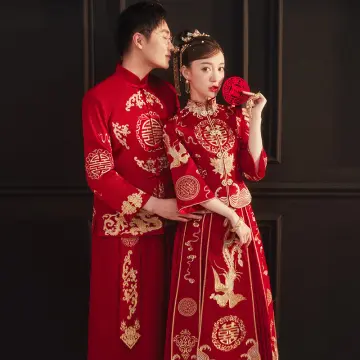 Mandarin Sleeve Dragon & Phoenix Embroidery Traditional Chinese Weddin –  IDREAMMART