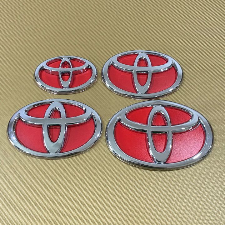 โลโก้-toyota-พื้นอะคีลิค-สีแดง-มีหลายขนาดให้เลือก-ราคาต่อชิ้น