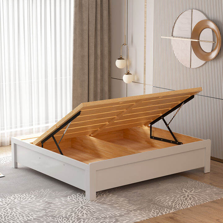 Solid Wood Bed M Minimalist Modern Solid Wood High Box Storage Double