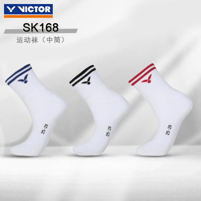 ถุงเท้าแบดมินตัน VICTOR VICTOR VICTOR ของแท้ถุงเท้ากีฬาชายหญิงพื้นผ้าขนหนูครึ่งแข้งระบายอากาศ sk168