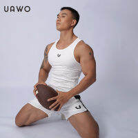 Uawo เสื้อกล้ามฤดูร้อนสำหรับผู้ชายเสื้อยืดลายทางพิมพ์เข้ารูปมีความยืดหยุ่นสูงระบายอากาศได้ดีใส่ฟิตเนสออกกำลังกายเหงื่อแห้งเร็วแฟชั่นสำหรับผู้ชาย